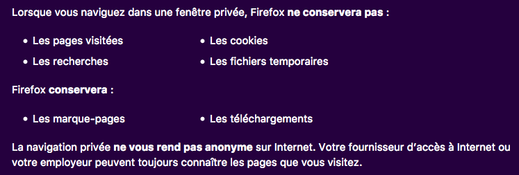 Private mode Firefox